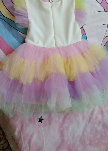 Kız Çocuk Çok Renkli Unicorn Elbise 2 yaş - Görsel 6