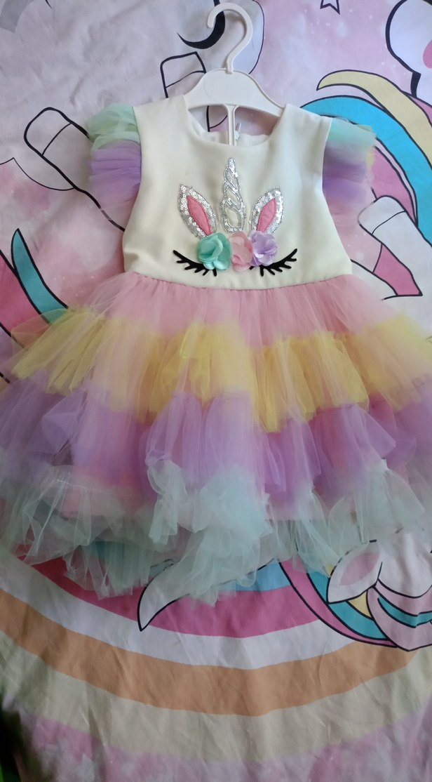 Kız Çocuk Çok Renkli Unicorn Elbise 2 yaş - Görsel 2
