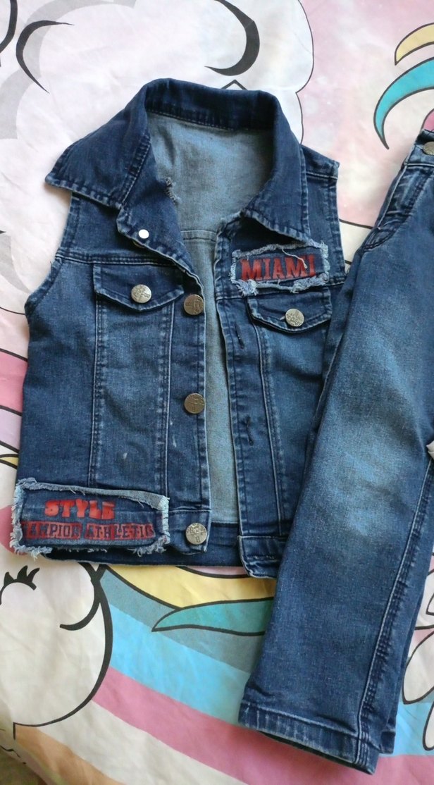 Bebek Erkek Denim Yelekli Takım - Görsel 3
