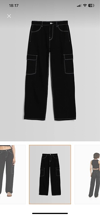 34 Beden Bershka Straight fit kargo jean
