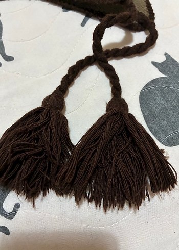 Püsküllü Bağcıklı Kahverengi Bere - Görsel 6