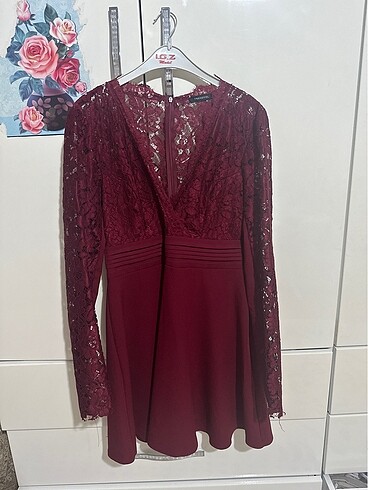 Bordo mini elbise