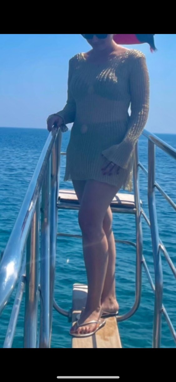 Gold ışıltılı plaj elbisesi - Görsel 2