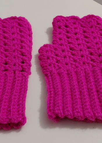 Pembe Örgü Kadın Eldiven - Görsel 3