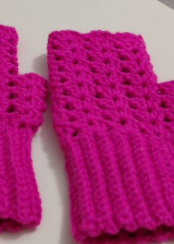 Pembe Örgü Kadın Eldiven - Görsel 2