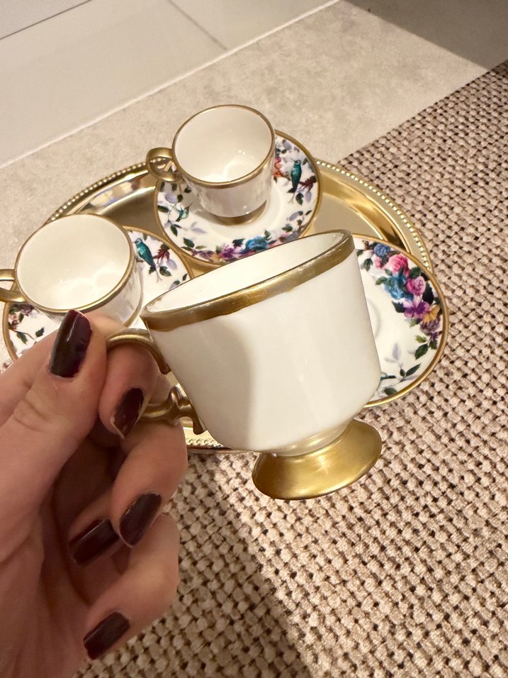 Altın Detaylı Beyaz Porselen Fincan Takımı 3lü - Görsel 2