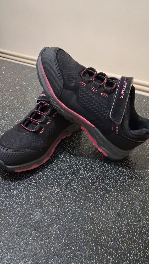 Kız Çocuk Pembe Siyah Spor Ayakkabı Velcro - Görsel 2