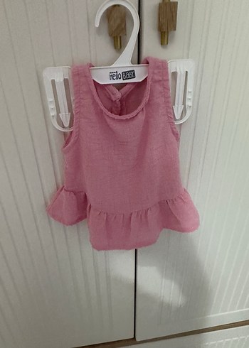3-6 Ay Beden Kız Bebek Kolsuz Bisiklet Yaka Crop Bluz
