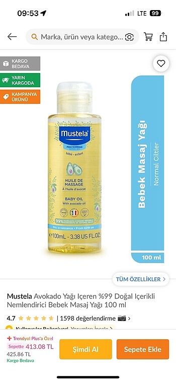 Mustela baby yağ