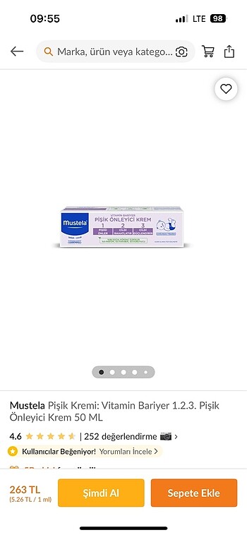Mustela pişik kremi