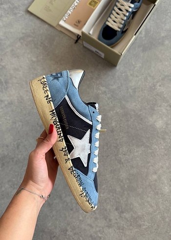 Golden Goose Deluxe Mavi Baskılı Kot Kadın Spor Ayakkabı