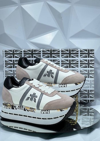 40 Beden Premiata Platform Beyaz Bej Kadın Spor Ayakkabı