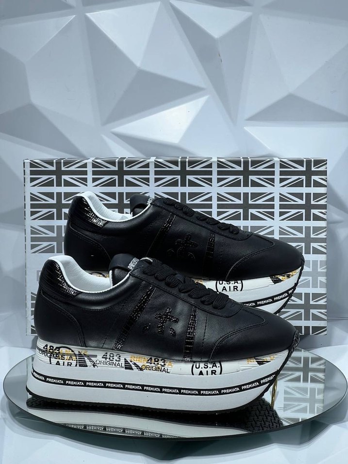 Premiata Platform Siyah Bağcıklı KadınSpor Ayakkabı - Görsel 3