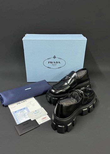 Prada Siyah Prada Kadın Platform Topuklu Loafer 36/46 Arası