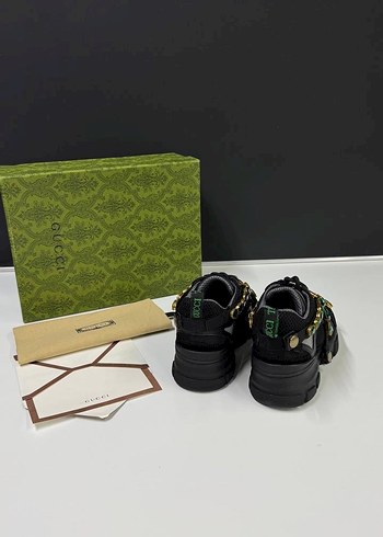 Gucci Siyah Yeşil Taşlı Platform Topuklu Kadın Spor Ayakkabı - Görsel 5