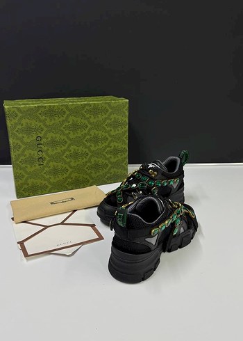 Gucci Siyah Yeşil Taşlı Platform Topuklu Kadın Spor Ayakkabı - Görsel 3