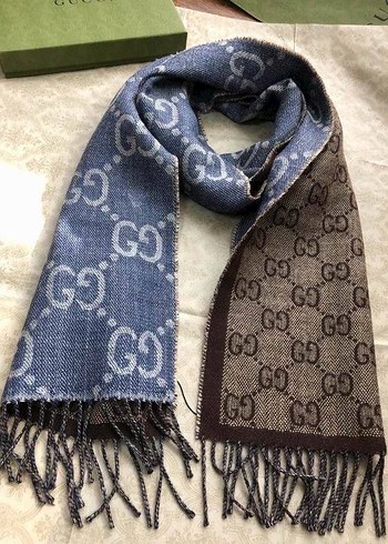 Gucci Bohem Tarzı Örgü Desenli Atkı Cashmere - Görsel 6