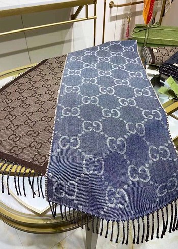 Gucci Bohem Tarzı Örgü Desenli Atkı Cashmere - Görsel 3