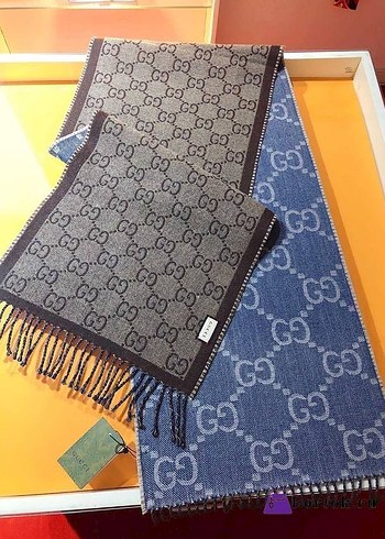 Gucci Bohem Tarzı Örgü Desenli Atkı Cashmere - Görsel 2