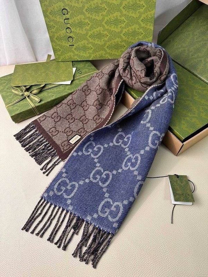 Gucci Bohem Tarzı Örgü Desenli Atkı Cashmere - Görsel 5