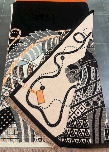 Hermes Püsküllü Çok Renkli Bohem Kadın Şalı - Görsel 3