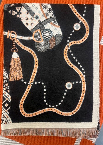 Hermes Püsküllü Çok Renkli Bohem Kadın Şalı - Görsel 2