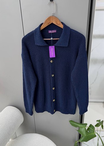 BRAND Düğmeli Lacivert Midi Kadın Hırka S M L - Görsel 2