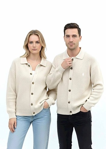 BRAND Düğmeli Krem Kadın unisex Hırka S L XL - Görsel 4