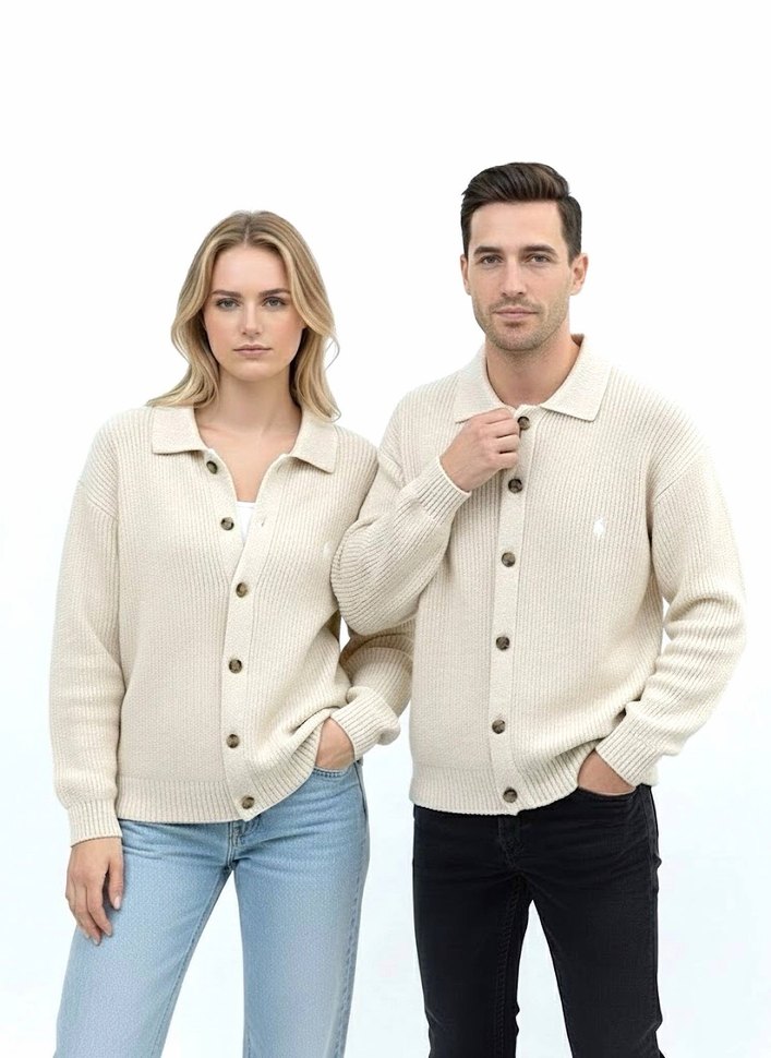 BRAND Düğmeli Krem Kadın unisex Hırka S L XL - Görsel 4