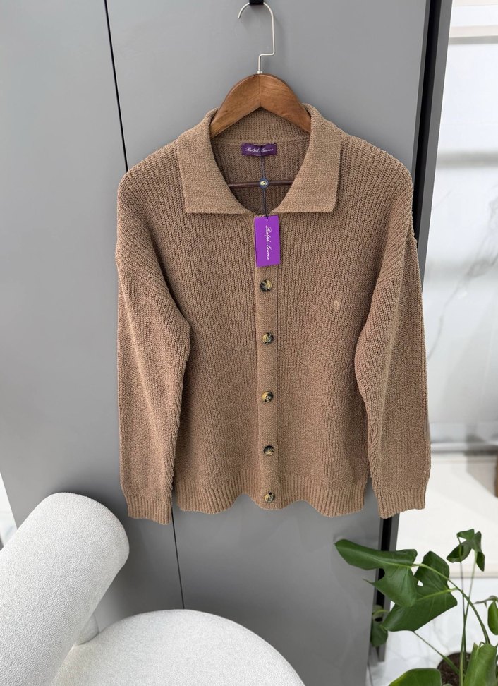 Brand Cashmere Bej Düğmeli Erkek Triko Hırka S M - Görsel 2