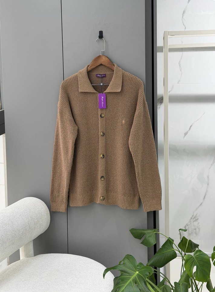 Brand Cashmere Bej Düğmeli Erkek Triko Hırka S M - Görsel 3