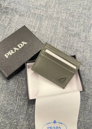 Kahverengi Prada Deri Kadın Cüzdanı Kartlık - Görsel 3