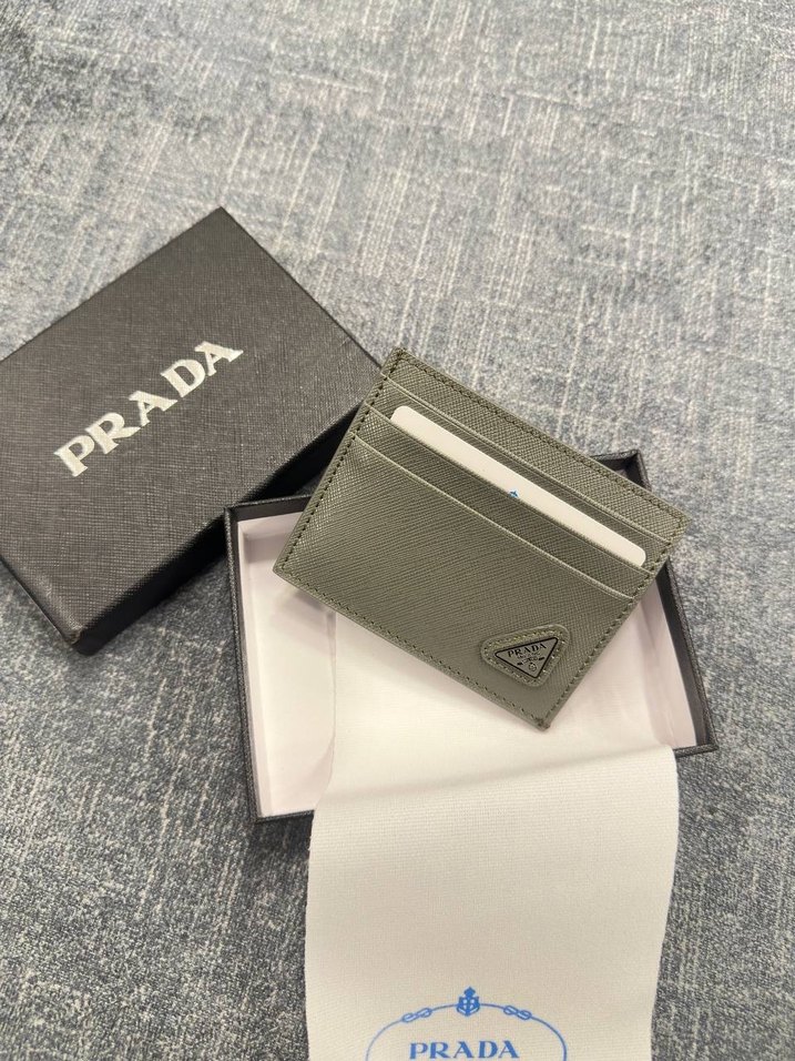 Kahverengi Prada Deri Kadın Cüzdanı Kartlık - Görsel 3