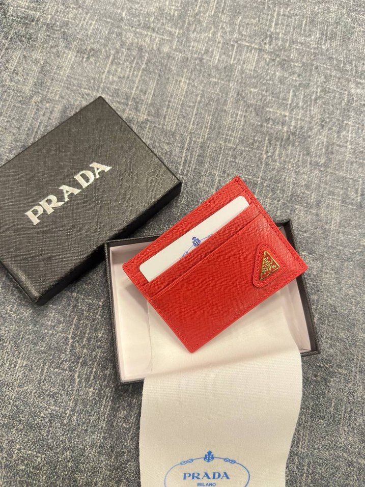 Kahverengi Prada Deri Kadın Cüzdanı Kartlık - Görsel 2