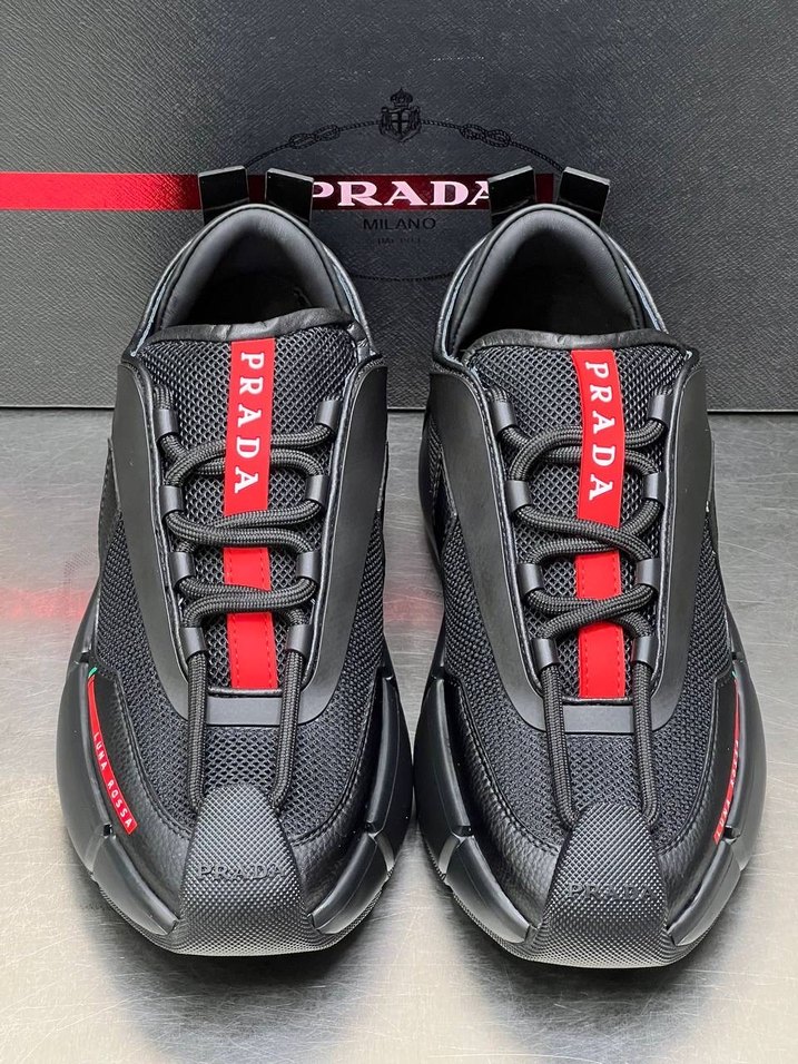 Prada Siyah Erkek Spor Ayakkabı Velcro - Görsel 4