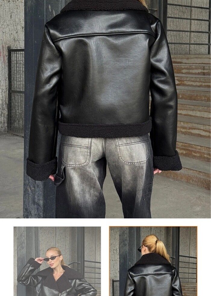Siyah Deri Ceket - Görsel 2