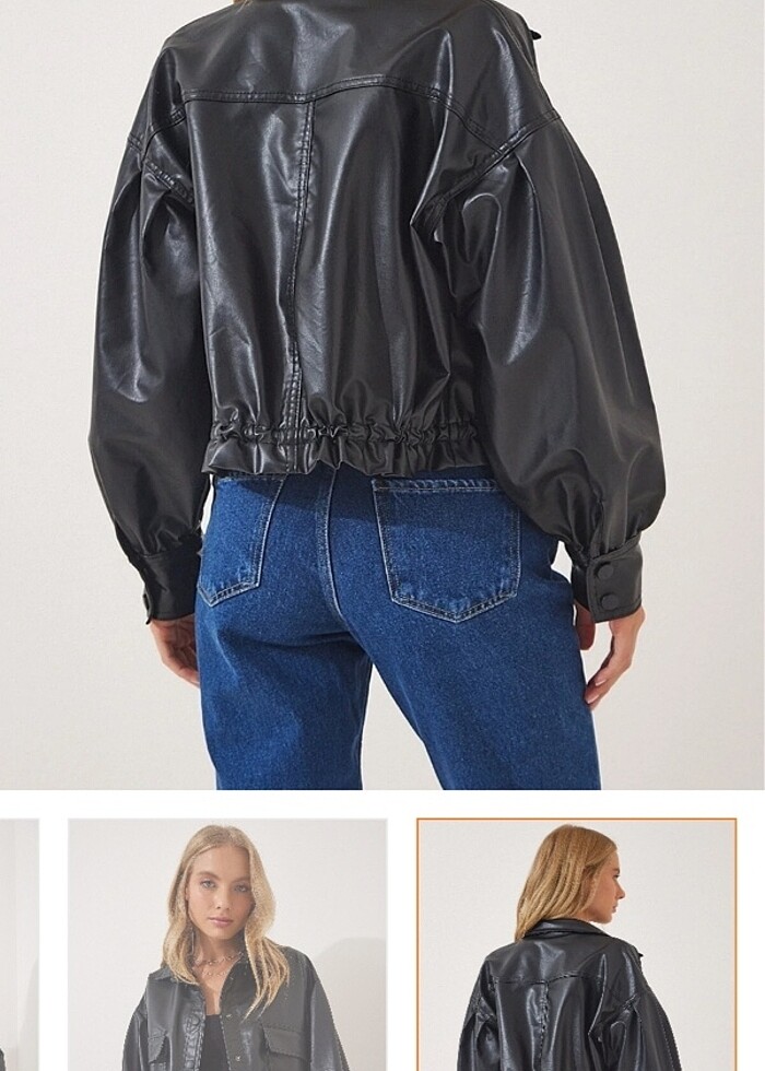 Siyah Deri Ceket - Görsel 2