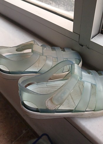 24 Beden mavi Renk Bej Lastik Tokalı unisex Çocuk Sandalet