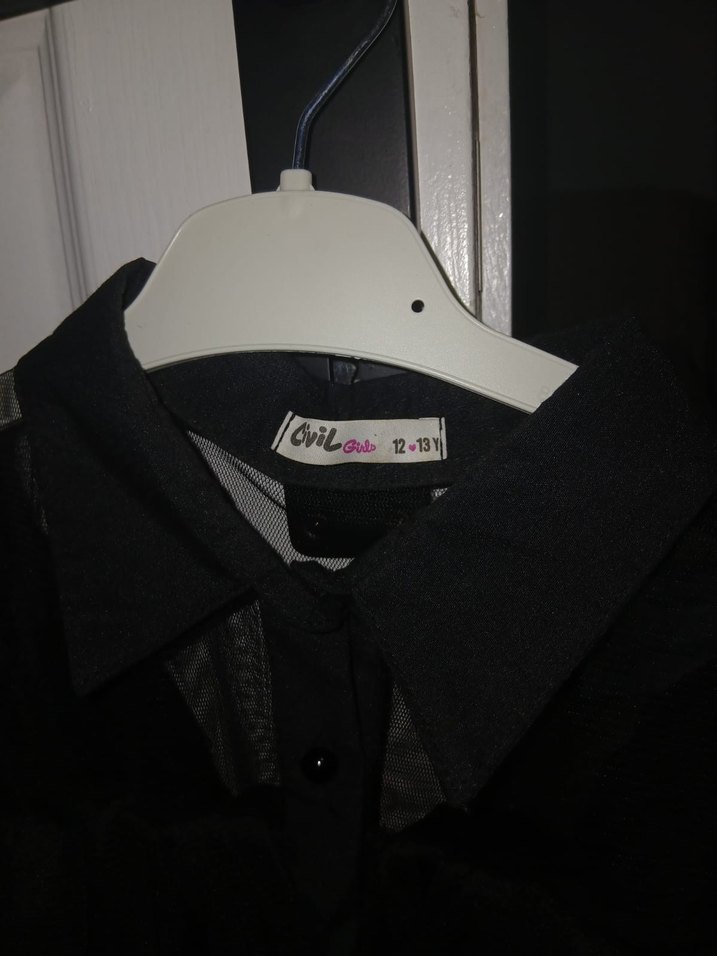 Kız Çocuk Siyah Fırfırlı Gotik Elbise - Görsel 3