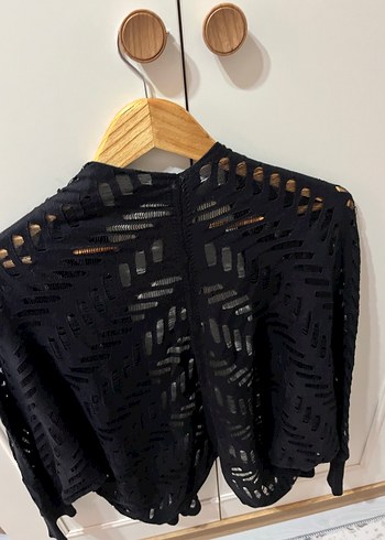 Siyah Örgü Kadın Hırka - Görsel 3