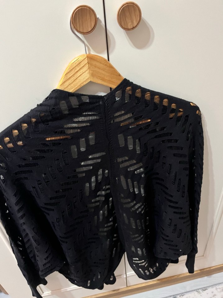 Siyah Örgü Kadın Hırka - Görsel 3