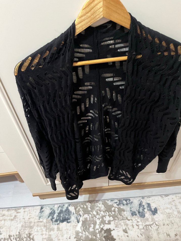 Siyah Örgü Kadın Hırka - Görsel 2