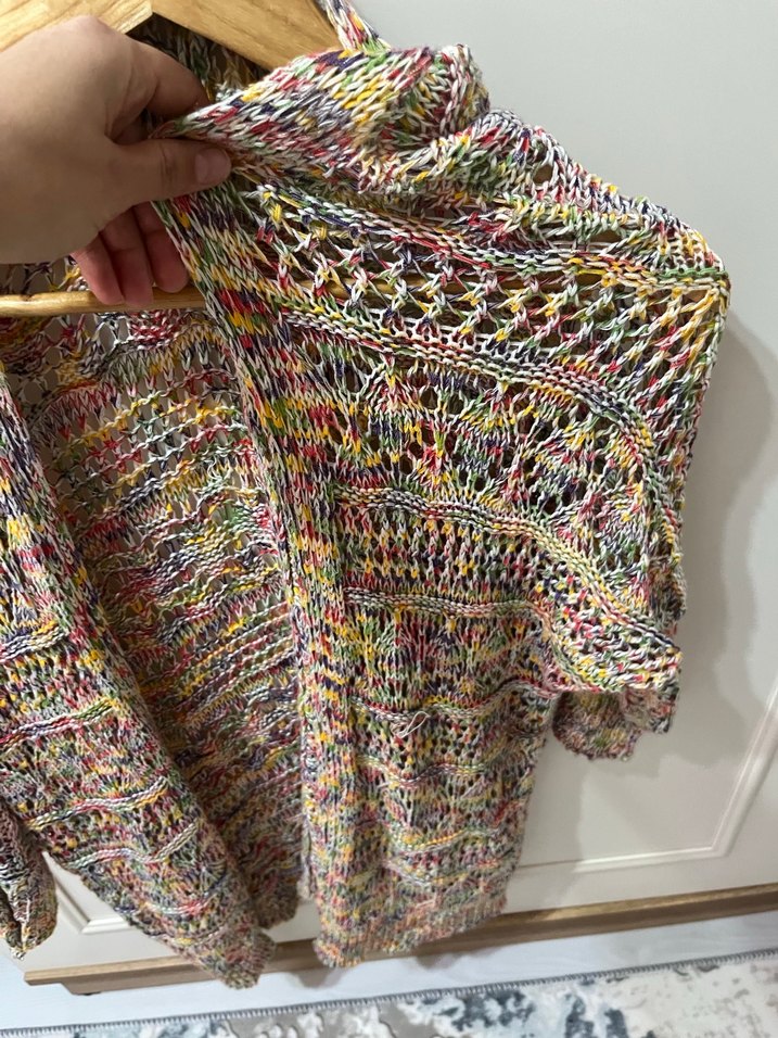 Bohem Çok Renkli Örgü Hırka - Görsel 3