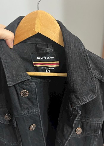 Düğmeli siyah Jean ceket - Görsel 3