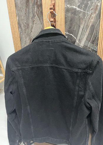 Düğmeli siyah Jean ceket - Görsel 6