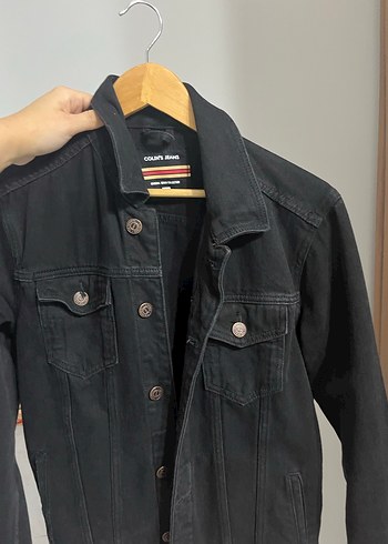 Düğmeli siyah Jean ceket - Görsel 4
