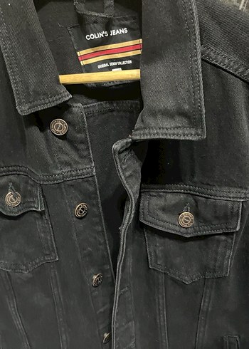 Düğmeli siyah Jean ceket - Görsel 2