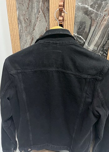 Düğmeli siyah Jean ceket - Görsel 5