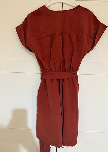 Kiremit Kısa Tulum, V Yaka, Kemerli - Görsel 5