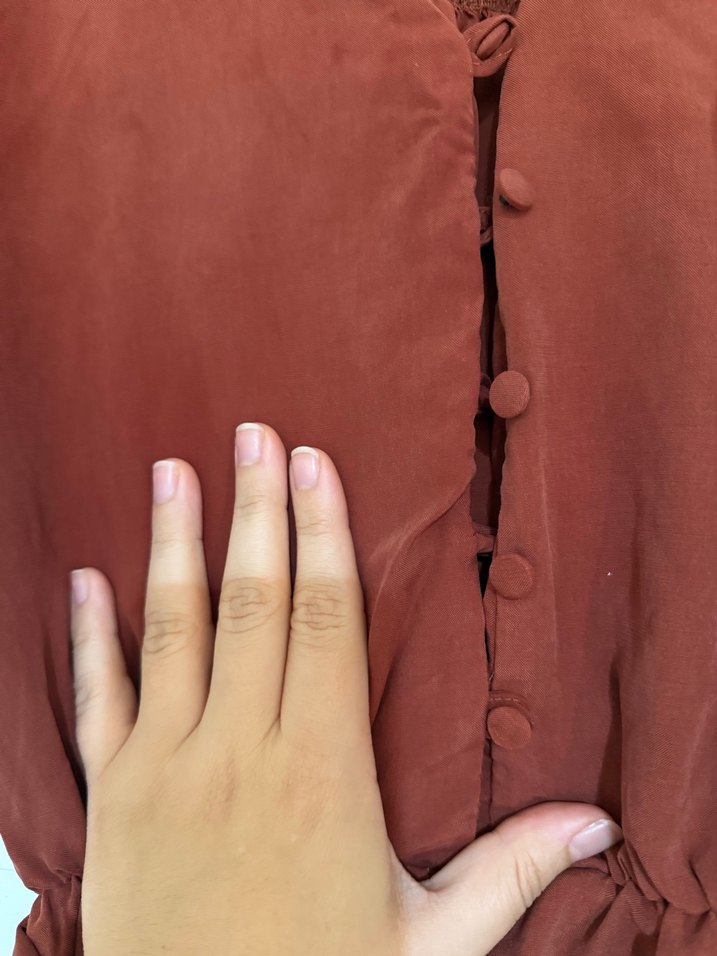 Kiremit Kısa Tulum, V Yaka, Kemerli - Görsel 4